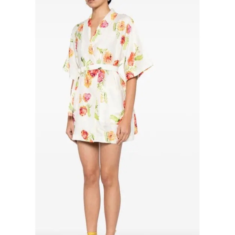 Acler (no belt) Kirralee Mini Dress Banksia Floral Print Linen Dress US 4 S